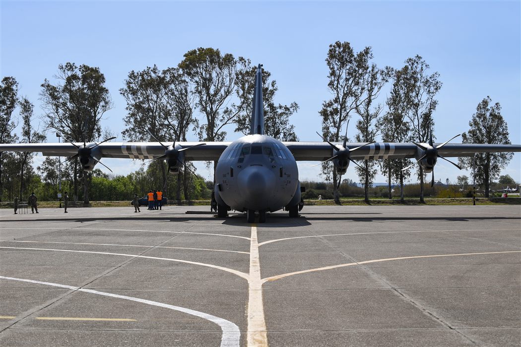 USAF C-130 Hercules arriving at NATO allied air base in Greece for interoperability exercise